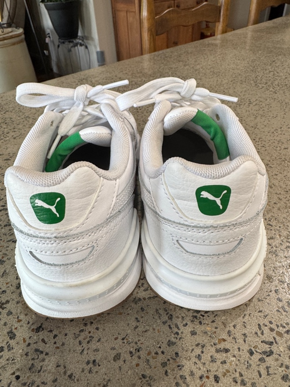 Puma White Sneakers with Green Logo Accents - Picture 2 of 6